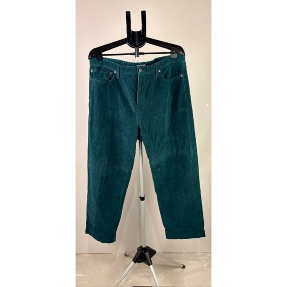 Lands End Square Rigger Mens Teal Green Corduroy Straight Leg Pants Size 40